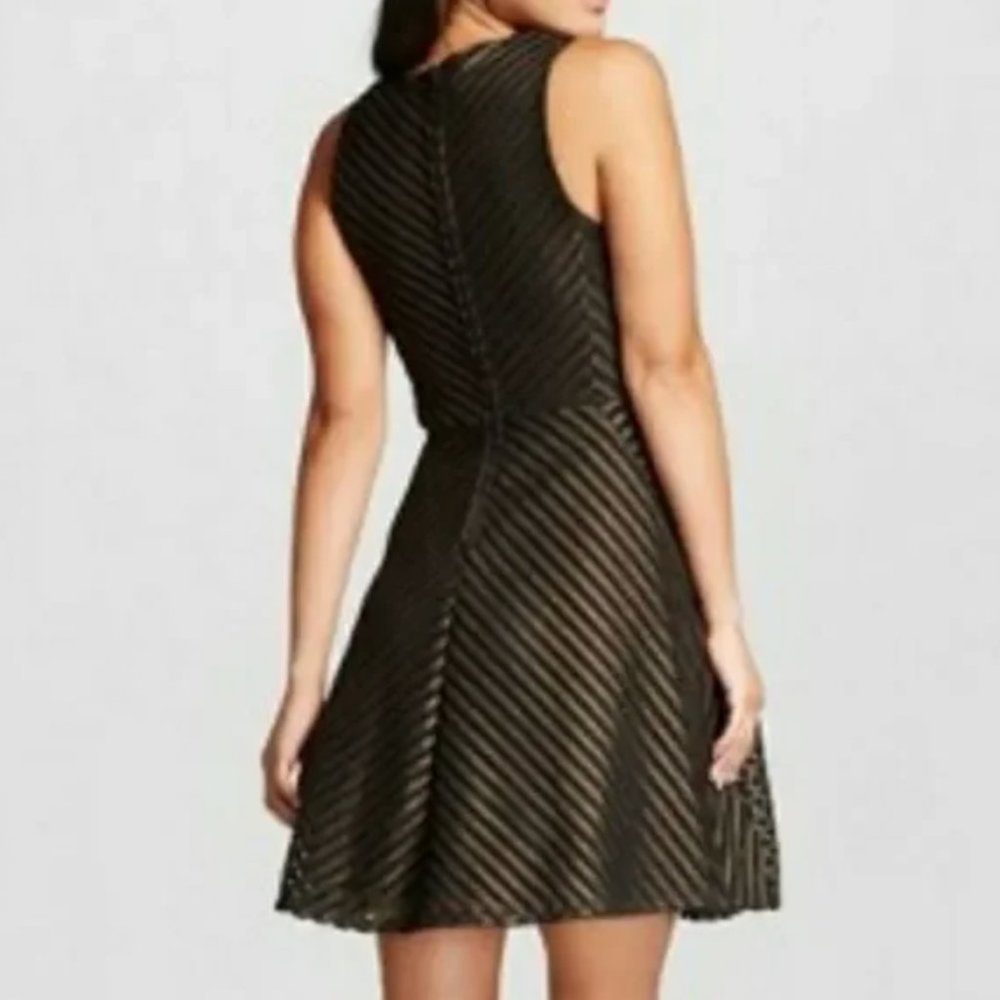 Mossimo Black Sheer Striped Textured Dress With Black Slip Underneath Size Med - Picture 2 of 13